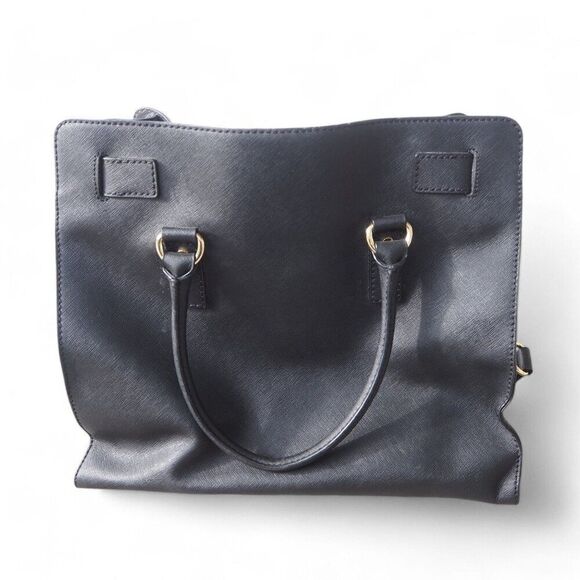 Michael Kors Hamilton Large Saffiano Leather Tote Bag Purse Black / Gold OS - Picture 3 of 11